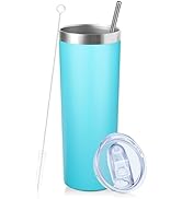 FristChoice 20 oz Skinny Tumbler with Lid and Straw, Stainless Steel | Vacuum Insulated | Double ...