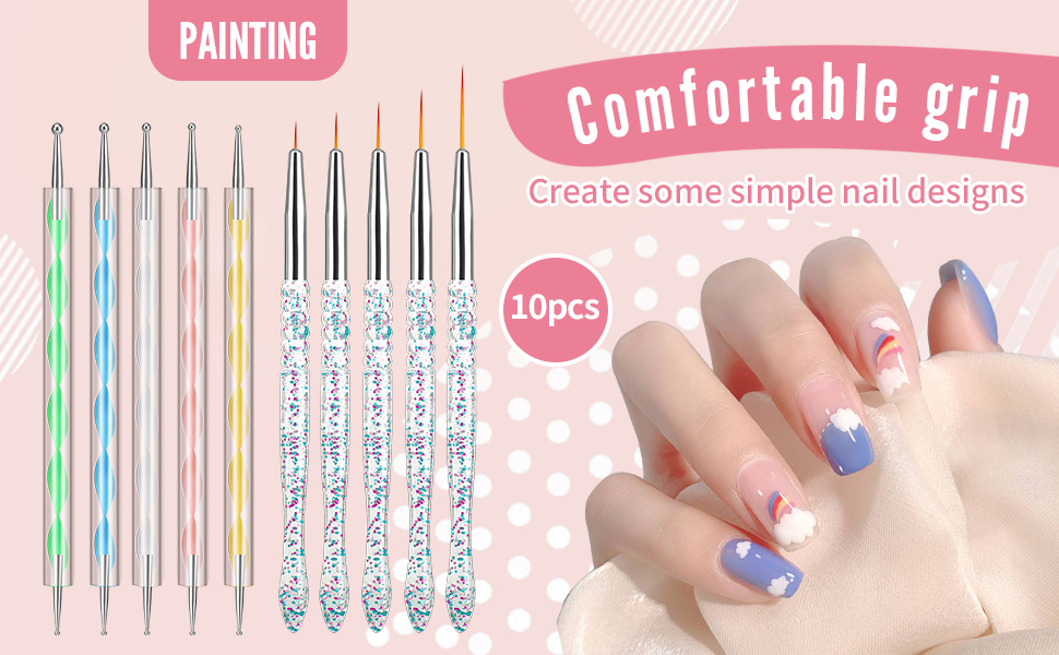 10pcs nail art brush dotting pen set