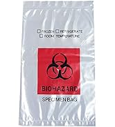 Daarcin Biohazard Specimen Bags,100pcs 6x9in/15x25cm with Biohazard Red Logo Printing, Ziplock To...