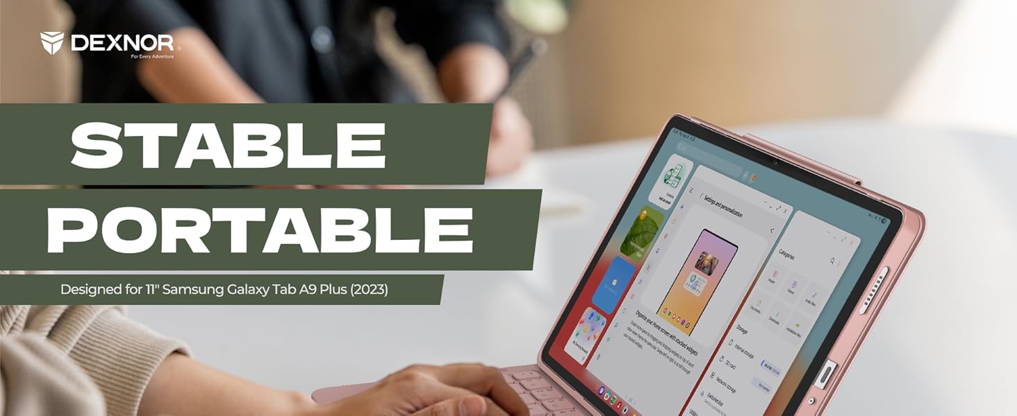 Dexnor for Samsung Galaxy Tab A9+ Plus Keyboard Case Ultra-light Magnetic Folio Keyboard Cover