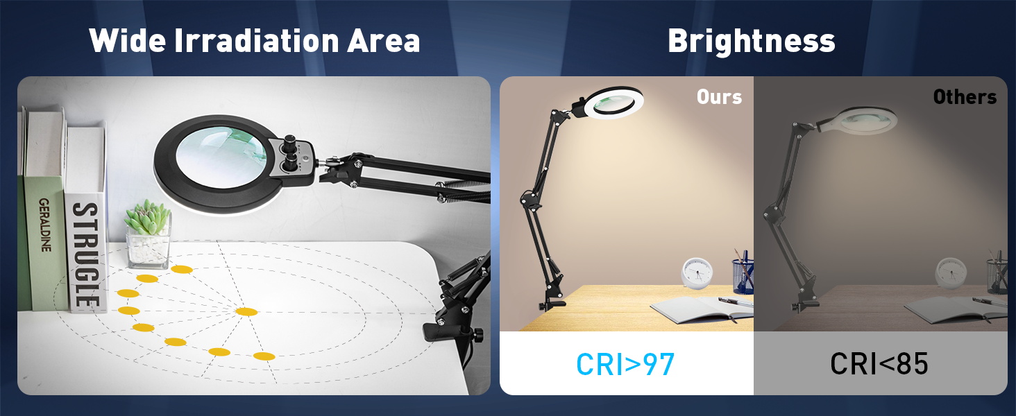 Magnifying Glass with Light Any Color Modes &amp;amp;amp; Stepless Brightness LED Magnifying Lamp