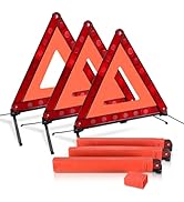 NATGAI 3 Pack Emergency Warning Triangles, Reflective Roadside Safety Triangle Kit with Storage C...