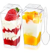 Qeirudu 50 Pack 3 oz Mini Dessert Cups with Lids and Spoons, Small Plastic Parfait Cup Clear Squa...