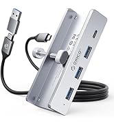 ORICO USB Hub 3.0, Clamp USB Hub with Extra Power Port, 3 USB-A Data Ports, USB-C Port for Monito...