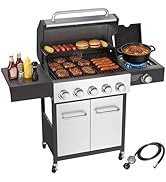 Veralune 5+1 Burner Propane Gas Grill with Side Burner, 68,000 BTU Professional Grade Stainless S...