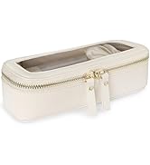 PACKISM Slim Clear Makeup Brush Bag, Pebbled Texture &amp; Hard PU Leather Small Cosmetic Brush Holde...