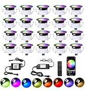 GEYUEYA Home Deck Light RGBW 20 Pack, F1.22 Inches RGB/Warm White Light WiFi Control, LED Step Li...