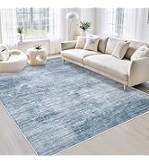 Area Rugs 5x7 Living Room: Washable Rug Modern Abstract Large Rugs Soft Non Slip Neutral Rug Stai...