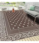 Pauwer Reversible Mats 9'X12', Waterproof Plastic Straw Rug, Large Floor Mat Camping Rug, Modern ...
