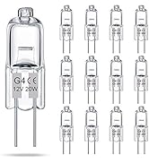 TAIYALOO G4 Bulb 12 Pack Crystal Clear Halogen Light Bulb 2 Pin 12V 20W JC T3 Bi-Pin G4 Base Dimm...