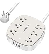 Power Strip Surge Protector with 6 FT, POWRUI Flat Plug Extension Cord with 6 Outlet Extender and...