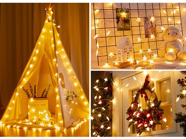 Battery Star String Lights Warm White