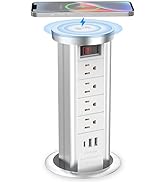 BTU Pop Up Outlet for Countertop, Receptacle Power Strip with USB C &amp; 4 AC Outlet, Pull Popup Out...