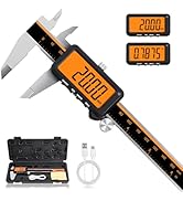 HARDELL Digital Caliper, Rechargeable Calipers with Large Orange Screen, Anti-Glare LCD &amp; ABS Fun...