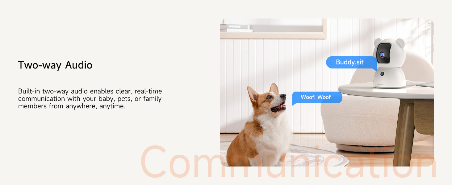 indoor security camera, two-way audio