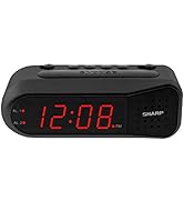 Sharp Digital Alarm Clock – Black Case with Red LEDs - Ascending Alarm Grows Increasing Louder, G...