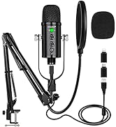 USB Microphone Condenser Computer PC Gaming Mic Podcast Microphone Kit for Streaming,Recording,Vo...