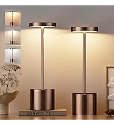 Kakanuo Brown Cordless Lamp, Rechargeable Lamp, Touch Control, 3 Color Temperature, LED Outdoor W...