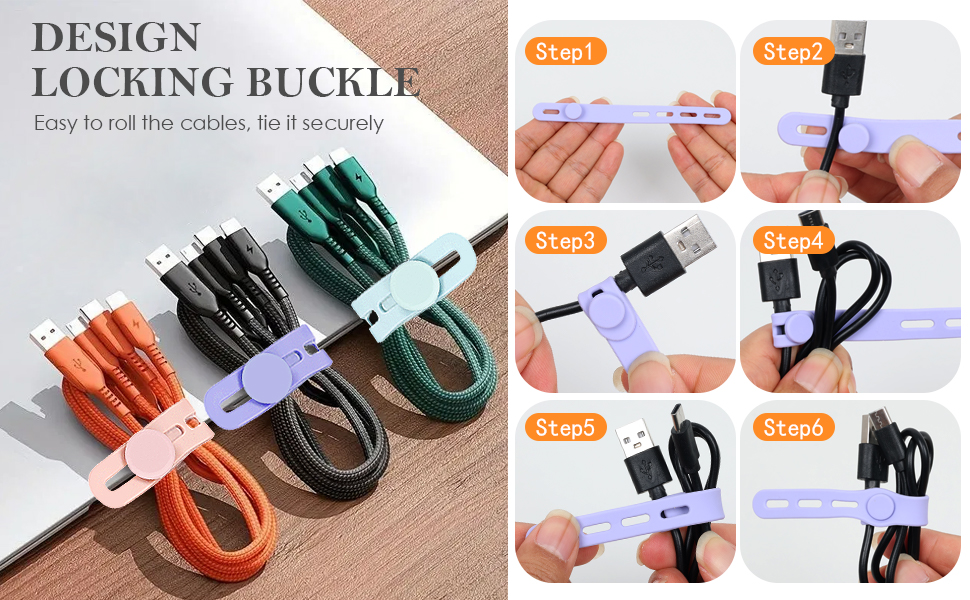 Silicone Cable Ties with Locking Buckle—Effortlessly Wrap and Secure Cables; Easy to Use