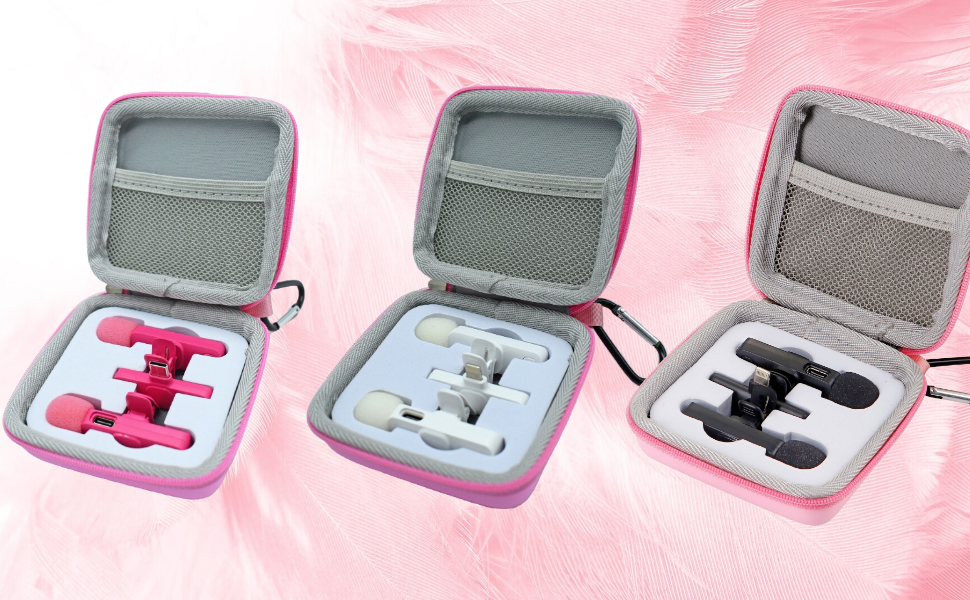 pink lavalier mic case