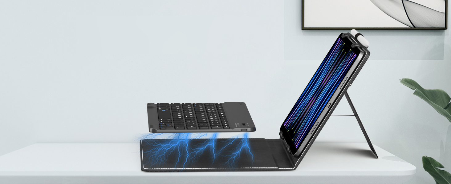 Magnetic ultra-slim wireless keyboard case for 9-11" devices