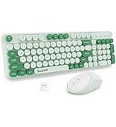 Green Wireless Keyboard and Mouse,Cute Retro Typewriter Computer Keyboard and Mouse Sets,Full Siz...