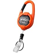 Retractable Keychain, Heavy Duty Carabiner Badge Holder, Tactical ID Badge Reel with 32” Steel Re...