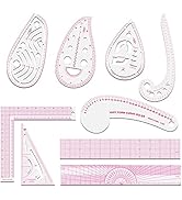 Sewing Rulers Set, 9 Styles Plastic Sew French Curve Ruler, Metric Sewing Measuring Tools for Des...