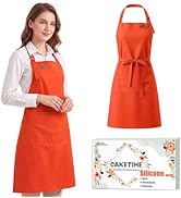 CAKETIME Silicone Aprons for Women with Pockets Cooking Baking Kitchen Waterproof Accessories Che...