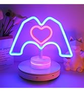 ENUOLI Heart Hands Neon Sign, Pink Heart &amp; Blue Hand Neon Signs Room Decor, LED Wall Art for Love...