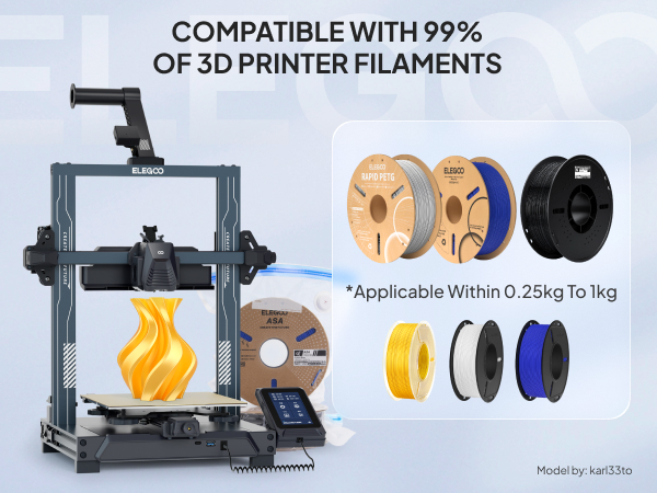 COMPATIBLE WITH 99% OF 3D PRINTER FILAMENTS