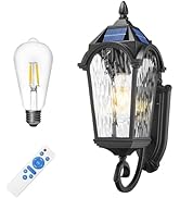 FEMILA Solar Outdoor Wall Light, 17.3" Modern Solar Powered Wall Lights, Aluminum Glass Patio Wal...