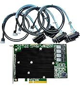 SAS HBA Card PCIe SATA Expansion Card Compatible with LSI 9300-16i IT Mode,Expander Support, 16-P...
