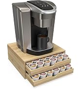 WELL WENG Bamboo Coffee Pod Drawer Organizer Compatible with K-Cups, Under Cabinet Coffee Station...