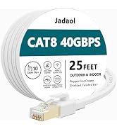Cat8 Ethernet Cable, Outdoor&amp;Indoor, 25 FT Heavy Duty High Speed Cat 8 LAN Network Cable, 40Gbps ...