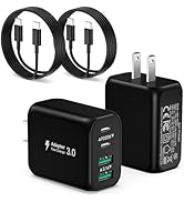2Pack USB C Charger Block, 40W Fast USB C Wall Charger 4-Port PD Power Adapter +QC Wall Plug Mult...