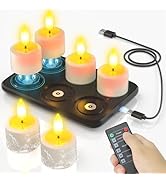 SoulBay Rechargeable LED Tea Lights, 6 Pack IP64 Waterproof Flameless Candles with Magnetic Charg...