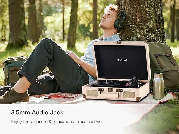 Portable Bluetooth Record Player with USB Playback Rechargeable Battery