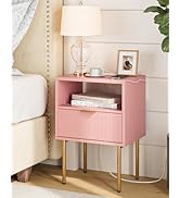 Masupu Nightstand with Charging Station,Mid-Century Modern Bedside Table with Storage Drawer and ...