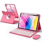 Wenlaty for iPad A16 11th/10th Generation Case with Keyboard &amp; Mouse, 360° Rotating Magnetic Deta...