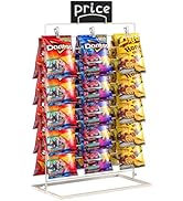 TJ.MOREE Chip Rack Display Stand, Chip Bag Holder for Party 3-Row 48 Clips Countertop Snack Hange...