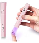 AIRSEE Mini Handheld UV Light for Gel Nails,Portable Rechargeable Nail Lamps,2 Timers for Fast Na...