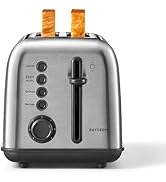BUYDEEM DT620 2-Slice Toaster, Extra Wide Slots, Retro Stainless Steel with High Lift Lever, Bage...