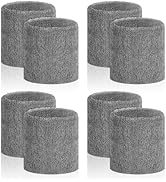 8 Pcs Sports Wrist Sweat Bands for Men &amp; Women, Absorbent Wrist Sweatbands Tennis Wristbands, Ela...