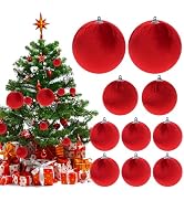 ZningEsxi 10pcs Velvet Christmas Ornaments Ball Mixed Size Handmade Fabric Xmas Hanging Balls Dec...
