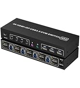 4K KVM Switch 2 Monitors 4 Computers Dual Monitor HDMI Displayport USB 3.0 KVM Switches 4K@60Hz,S...