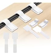 80Pcs Hook and Loop Cable Ties Under Desk Cable Management Adhesive Strips for Cord Hider Wire Or...