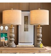 OYEARS Farmhouse Boho Table Lamps for Living Room Bedroom Set of 2 Touch Bedside Nightstand Lamp ...