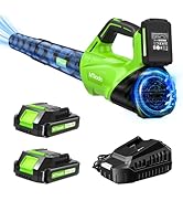 2025 Upgrade Leaf Blower, Leaf Blower Cordless with 2 * 2.6AH Batteries and Fast Charger, 450CFM ...