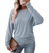 WIHOLL Womens Long Sleeve Shirts Ruched Hem Fall Tops Lightweight Sweaters | Dolman Sleeves, Side...